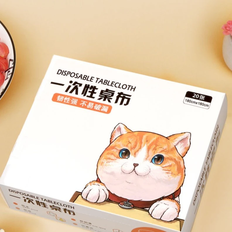 荞芬一次性防水防油加厚长方形桌布家用聚会野餐透明抽取式袋装