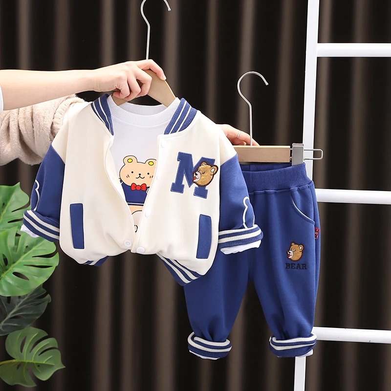 MH2023008M-棒球服三件套春秋季2023年新款秋装季节洋气小童衣服