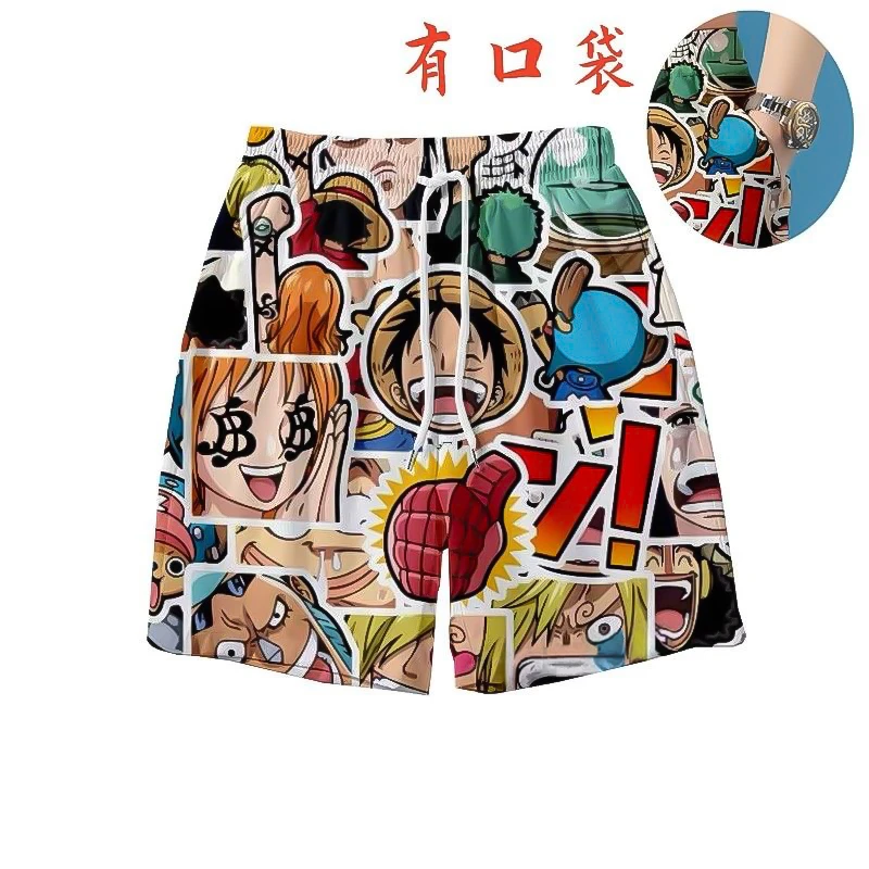百搭中性风休闲短裤大码情侣卡通时尚宽松裤路飞索隆