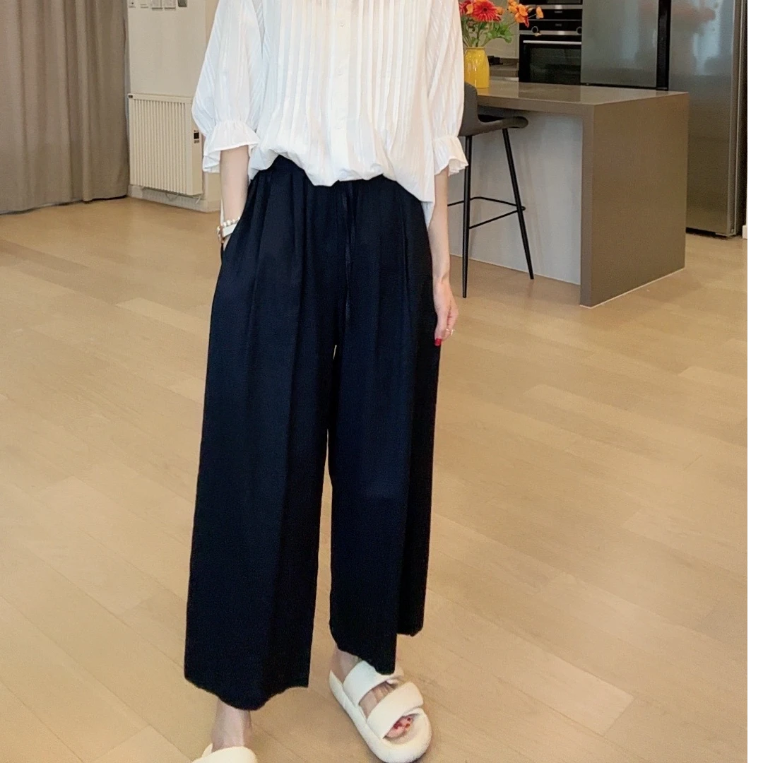 小玉推荐《藏青色棉麻裤》秋季新品