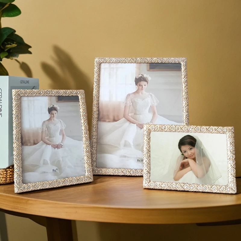 创意轻奢个性婚纱照相框摆台客厅家居装饰时尚高级感金属电镀照片