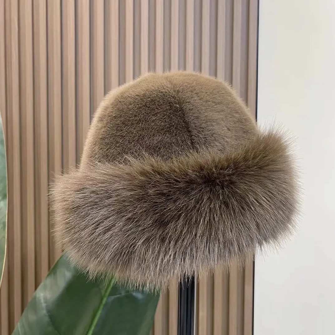 帽子女冬新款加厚保暖蒙古帽仿皮草时尚简约渔夫帽仿貂毛毛绒帽子