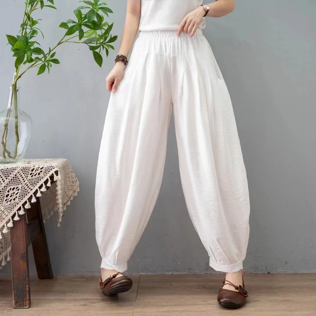 【大婷子严选】22839#夏季新款时尚大码休闲宽松遮肉显瘦哈伦裤