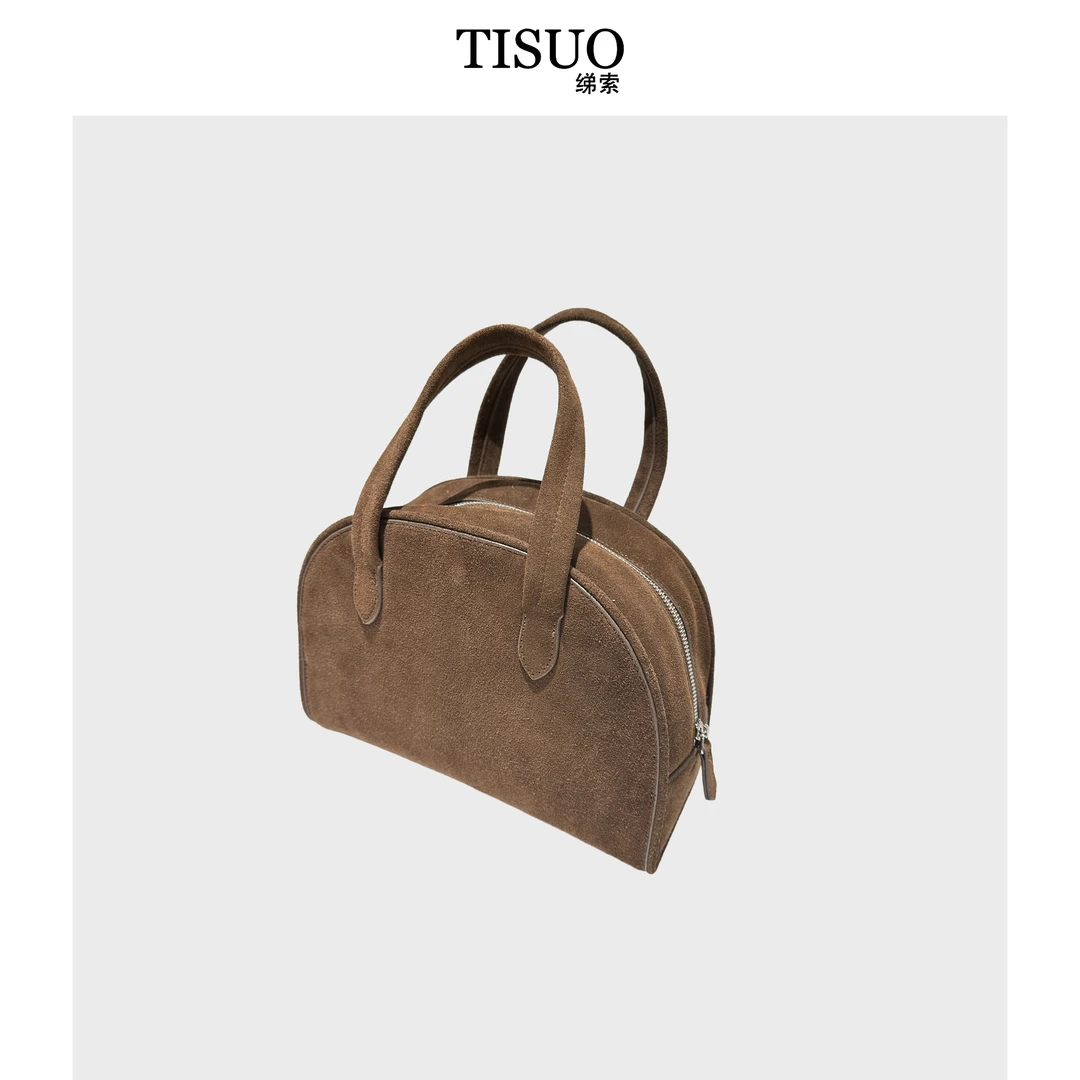 TISUO/绨索 波士顿复古牛皮保龄球包 TS587932