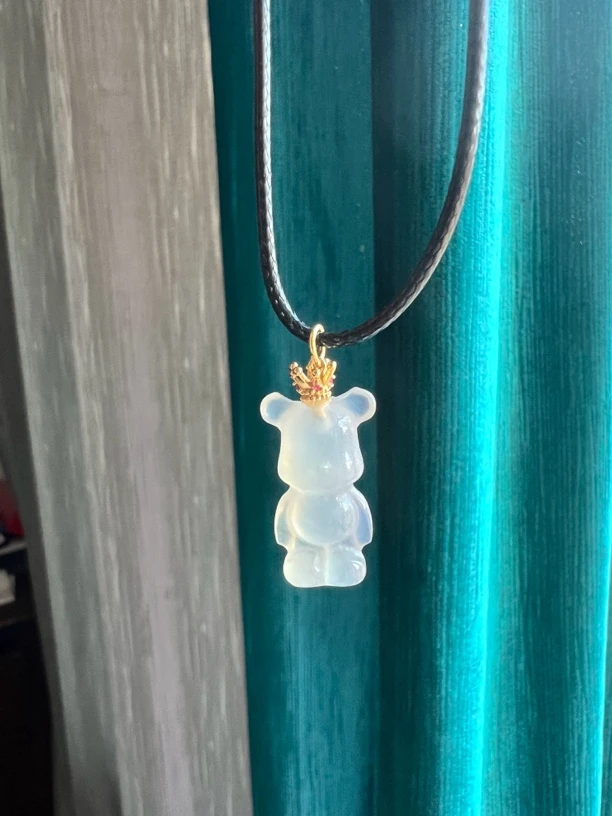 天然保真玛瑙白月光暴力熊吊坠冰透(多样性发其一)