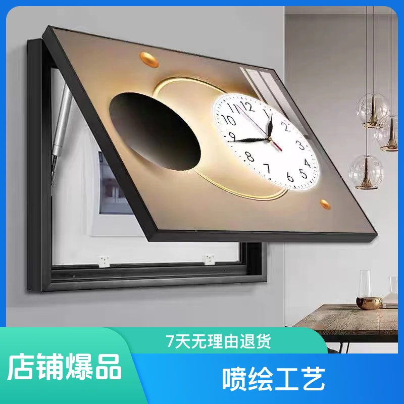 液压电表箱福禄画铝合金钟表装饰画遮丑装饰质感挂画电表箱挂画