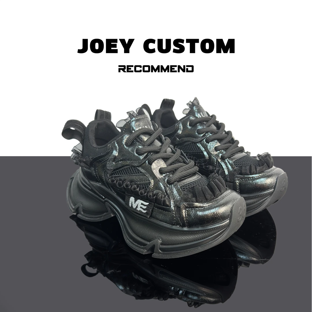 JOEY | 【黑蕾丝】原创高定设计款厚底增高老爹鞋潮鞋  9056-2