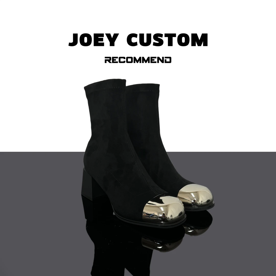 JOEY | 新品上新金属头瘦瘦靴时尚粗跟短靴厚底弹力靴 601-2/7700