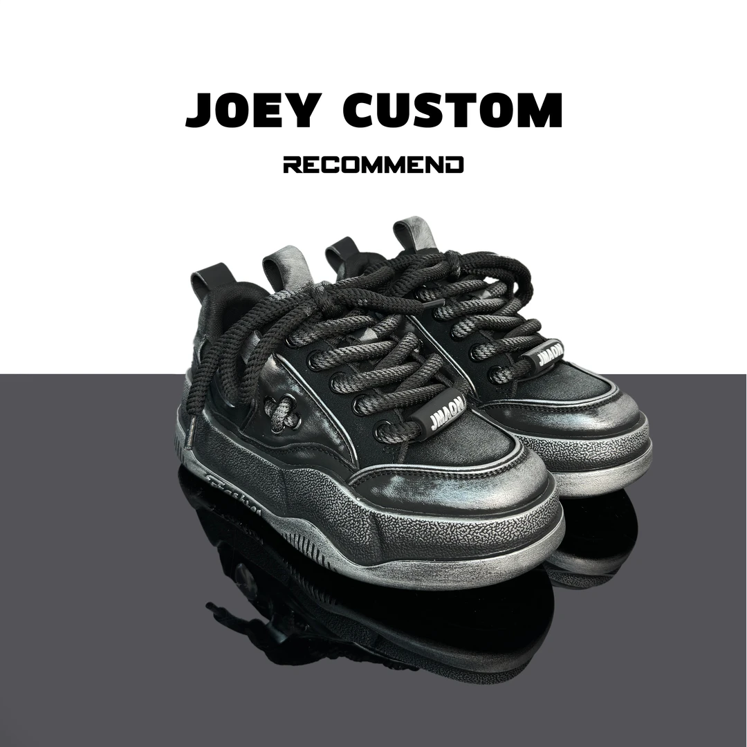 JOEY | 【黑8男款】男款原创小众擦色脏脏板鞋休闲潮鞋 7755-1