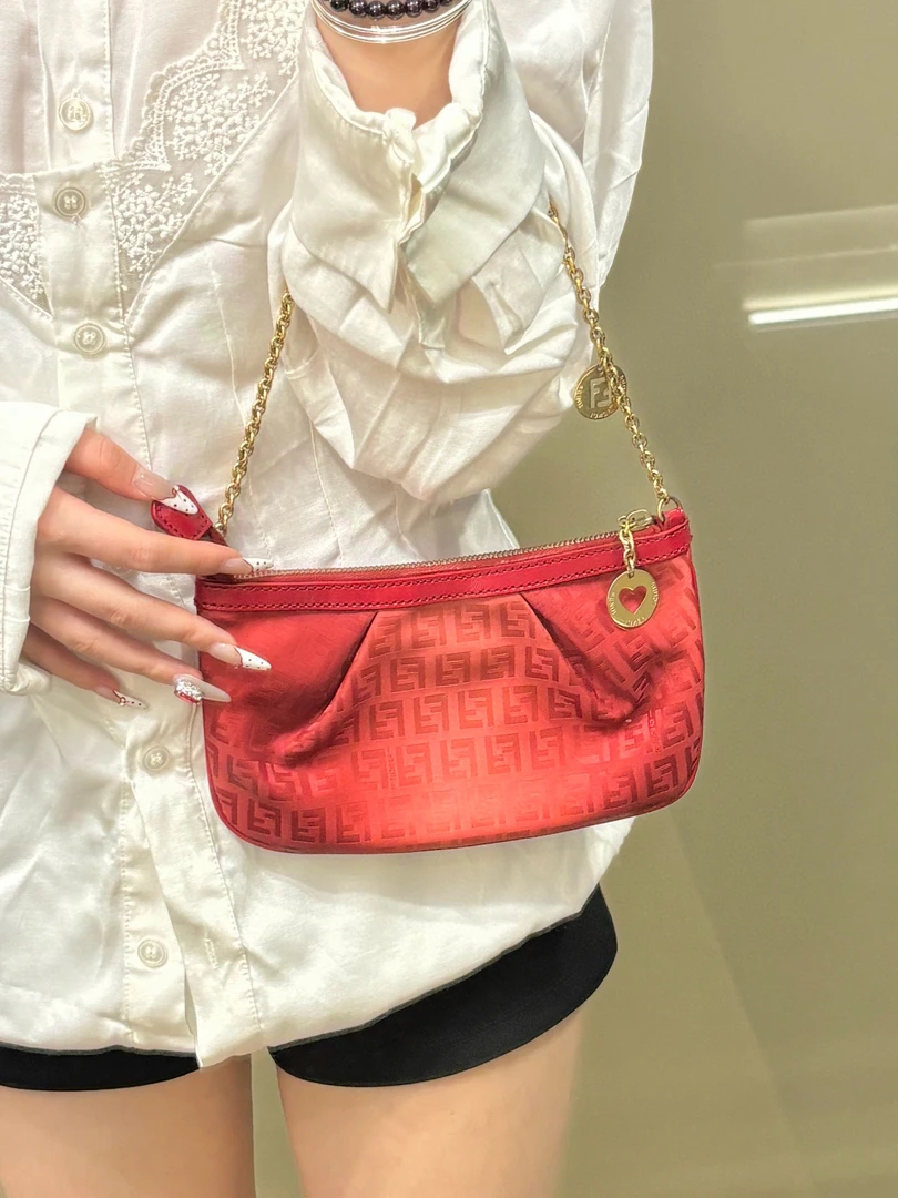 95新 FENDI/芬迪 fendi 渐变红老花单肩包(K)