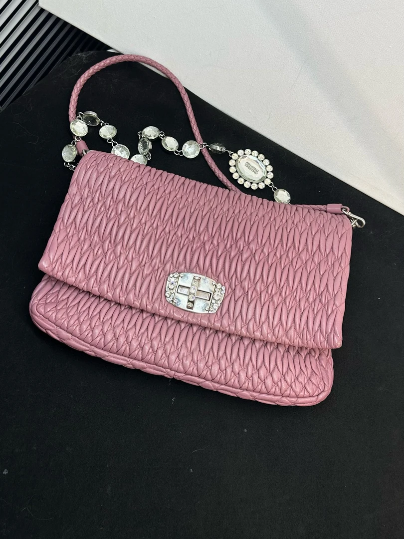 95新 MIU MIU/缪缪 (K)miumiu 粉色单肩包