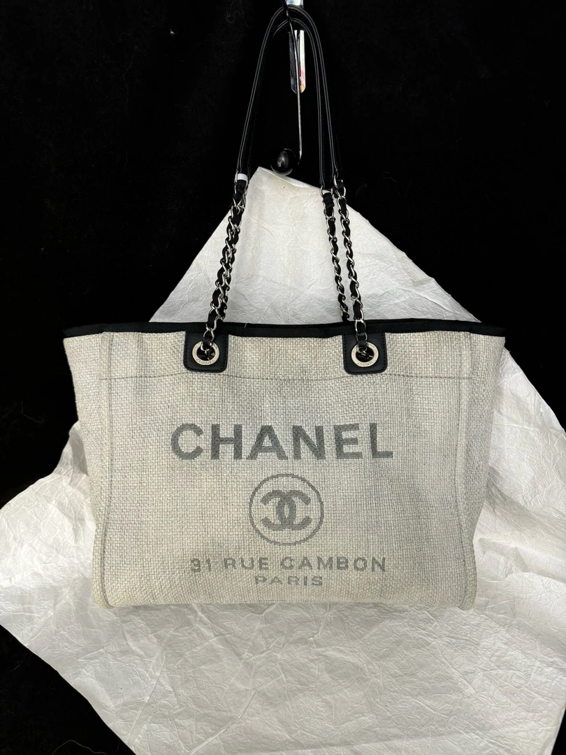 95新 Chanel/香奈儿  （K）chanel 灰色沙滩大号托特单肩包
