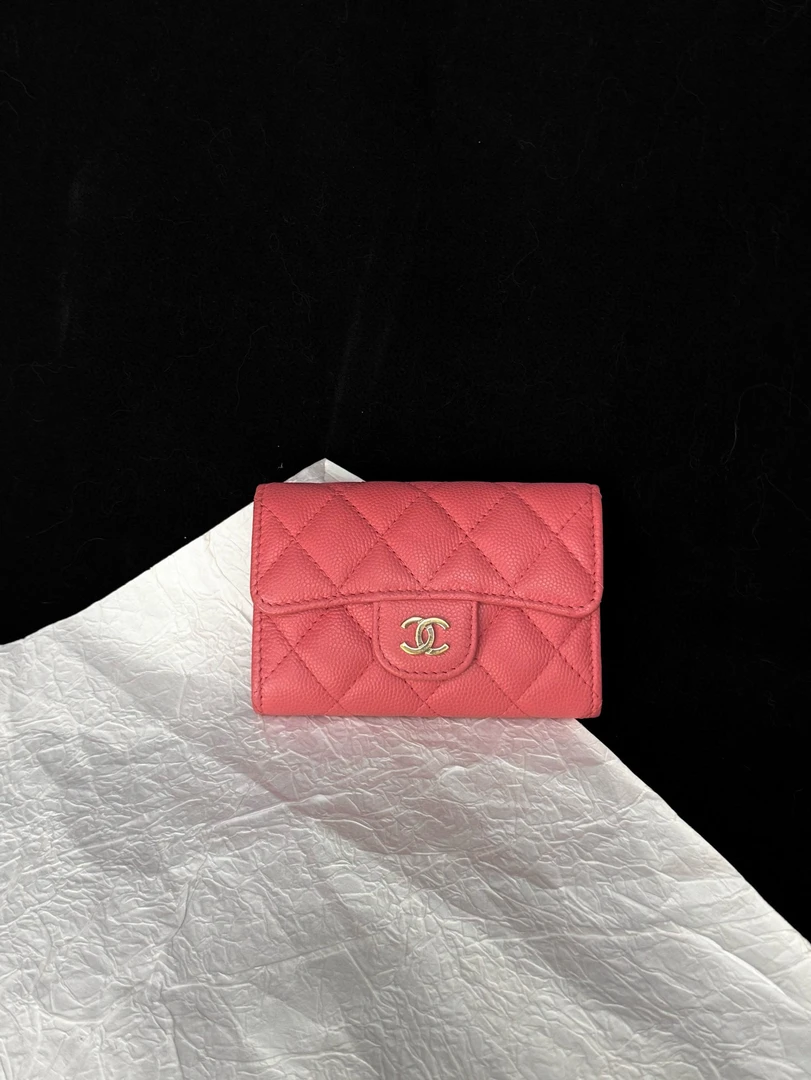 95新 Chanel/香奈儿 （K）chanel 粉色短款cf钱包