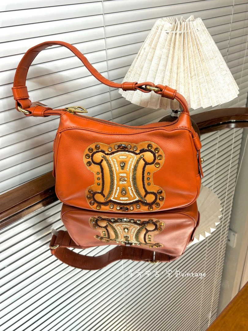 95新 Celine/思琳 (K)celine 橙色单肩腋下包