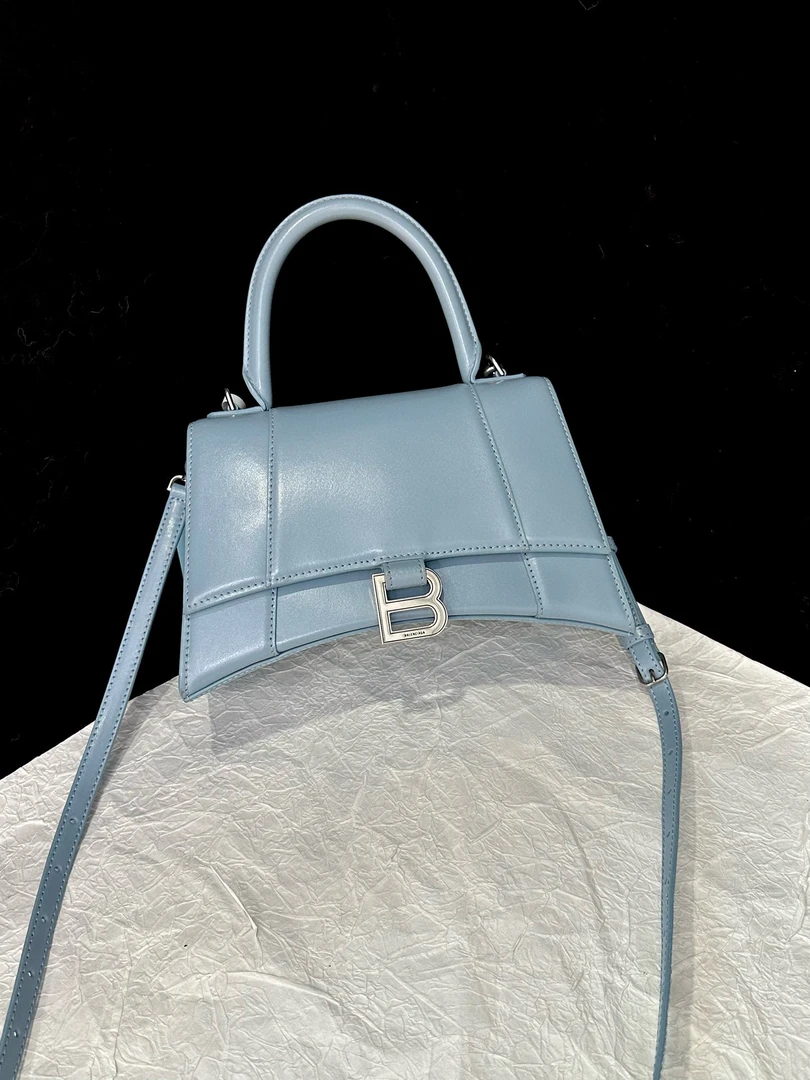 95新 Balenciaga/巴黎世家 （K）巴黎世家 冰川蓝光面沙漏斜挎包