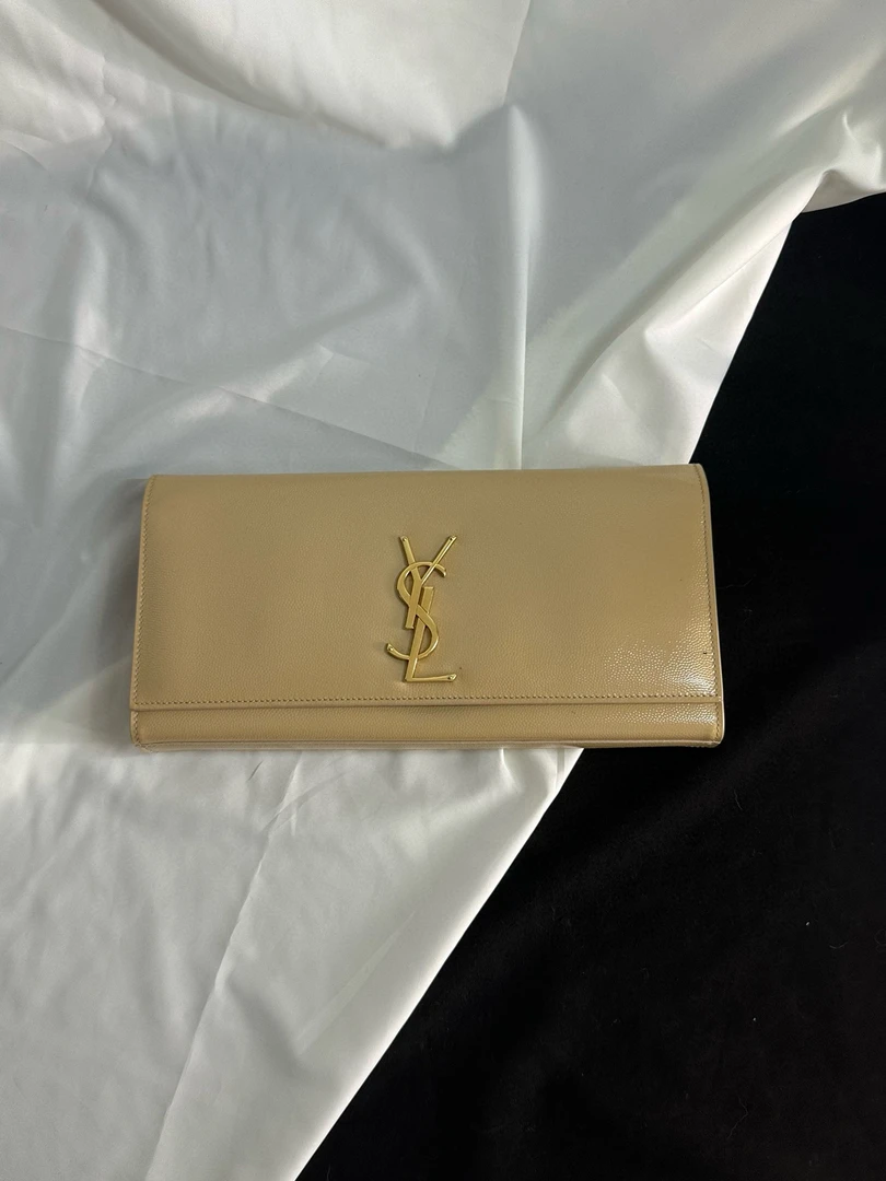 95新 YSL/圣罗兰 ysl 奶茶色手拿包