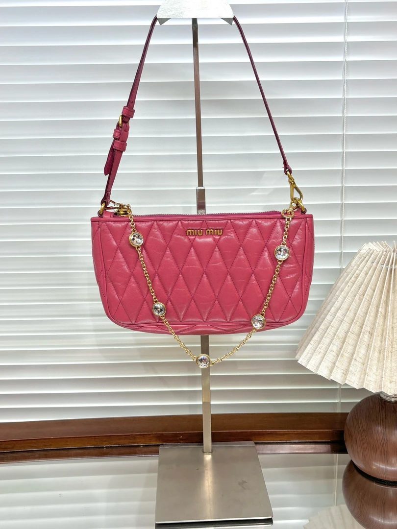 95新 MIU MIU/缪缪 (K)miumiu 玫粉色菠萝单肩包
