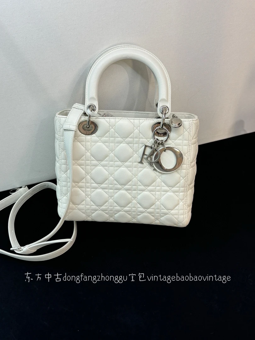 95新 DIOR/迪奥 dior 白色五格戴妃手提斜挎包