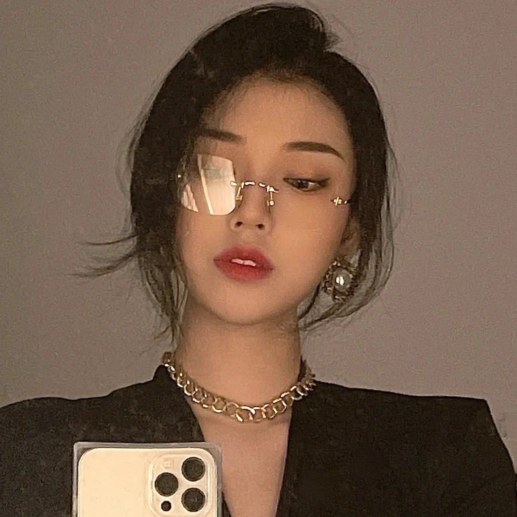 无框眼镜近视女防蓝光可配度数网红无边框纯欲素颜神器镜架韩版潮