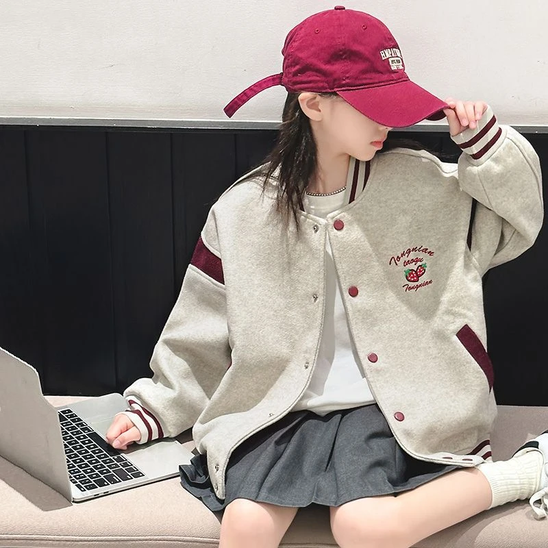 女童外套春秋装儿童2025休闲棒球外套新款洋气中大童春装夹克上衣