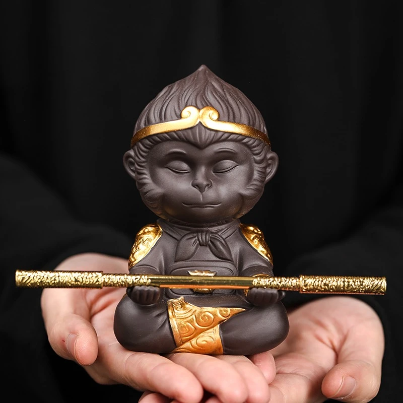 闲秋齐天大圣孙悟空茶宠摆件可养紫砂茶玩创意鱼缸造景茶盘茶配件