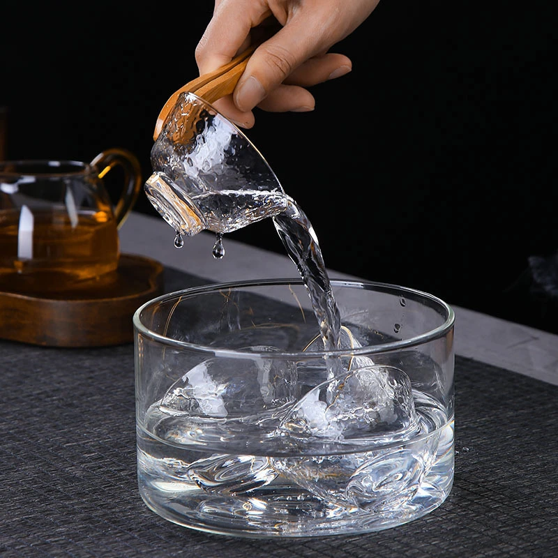 闲秋玻璃茶洗有盖大号洗茶杯器皿电陶炉家用耐高温带盖茶具消毒锅