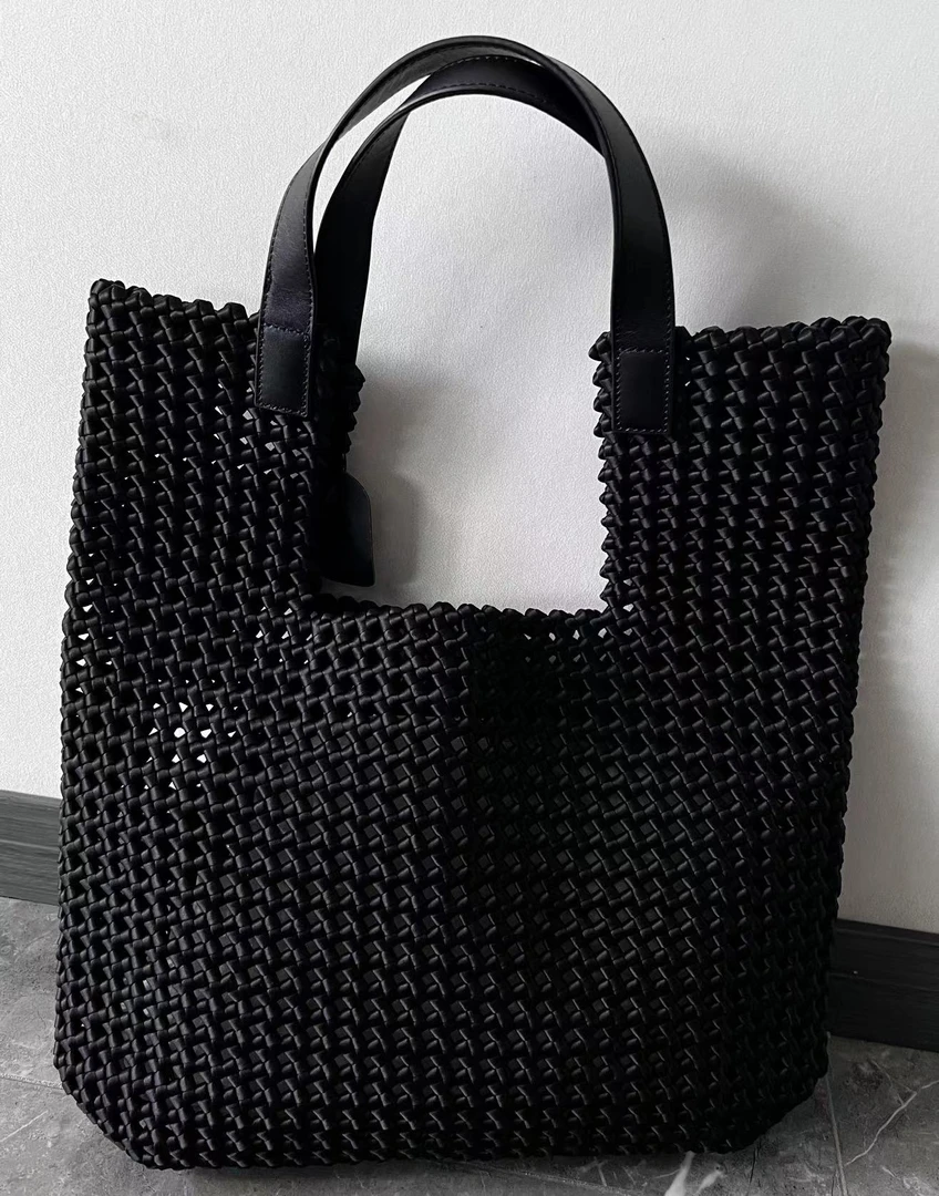 女士大号手提包单肩包镂空女款编织包真皮手腕时尚百搭手拎包草编