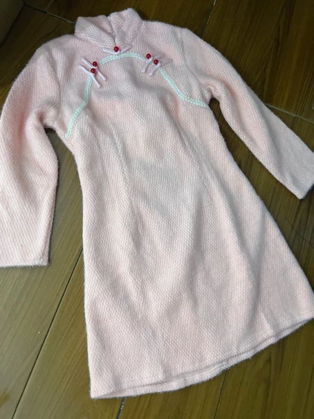 V-2130 闺里 长毛绒 冬款加厚年轻款改良旗袍95cm短款