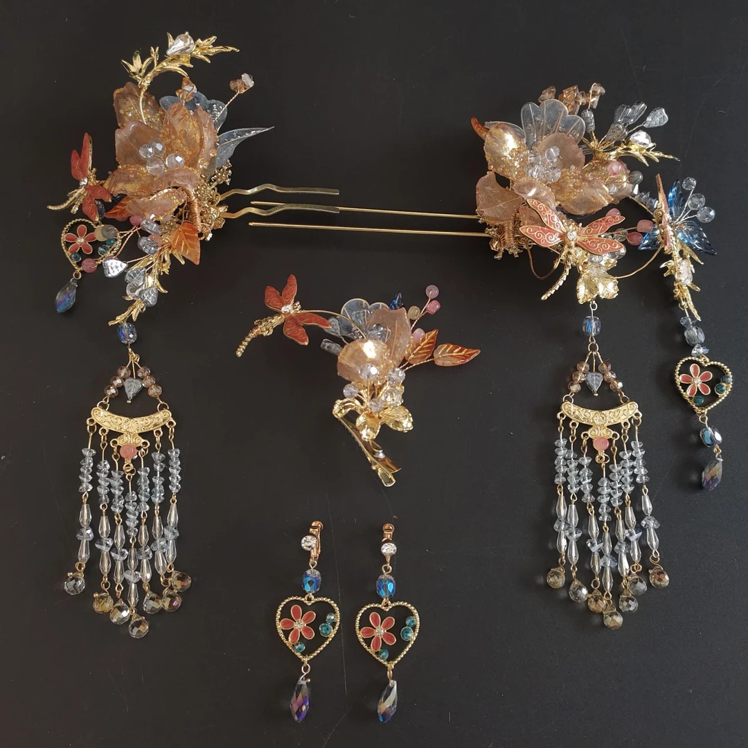 合金婚庆饰品 新款金色百搭中式新娘结婚头饰107