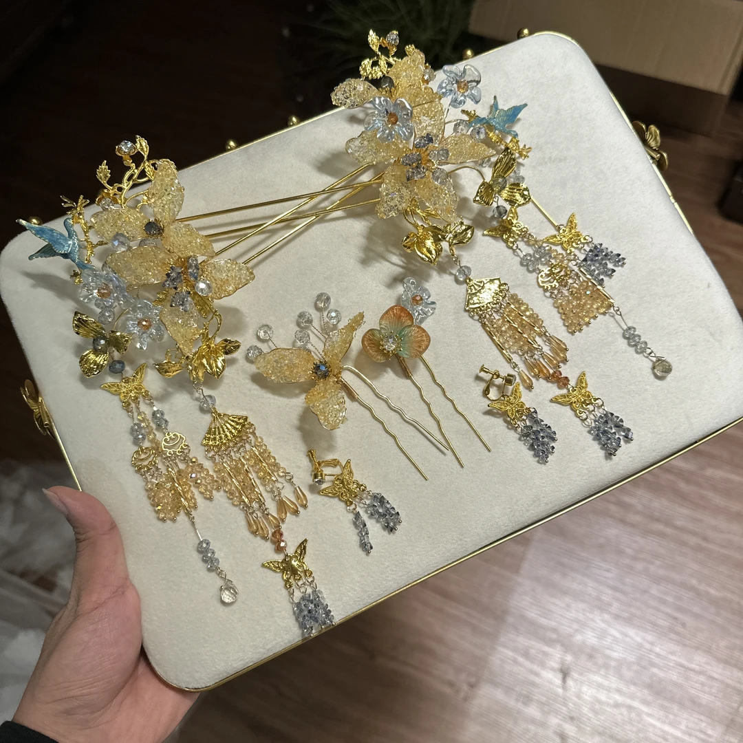 合金婚庆饰品 新款金色秀禾中式结婚饰品爆款201