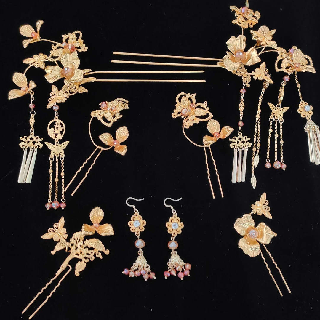 合金婚庆饰品 新款金色中式百搭饰品175