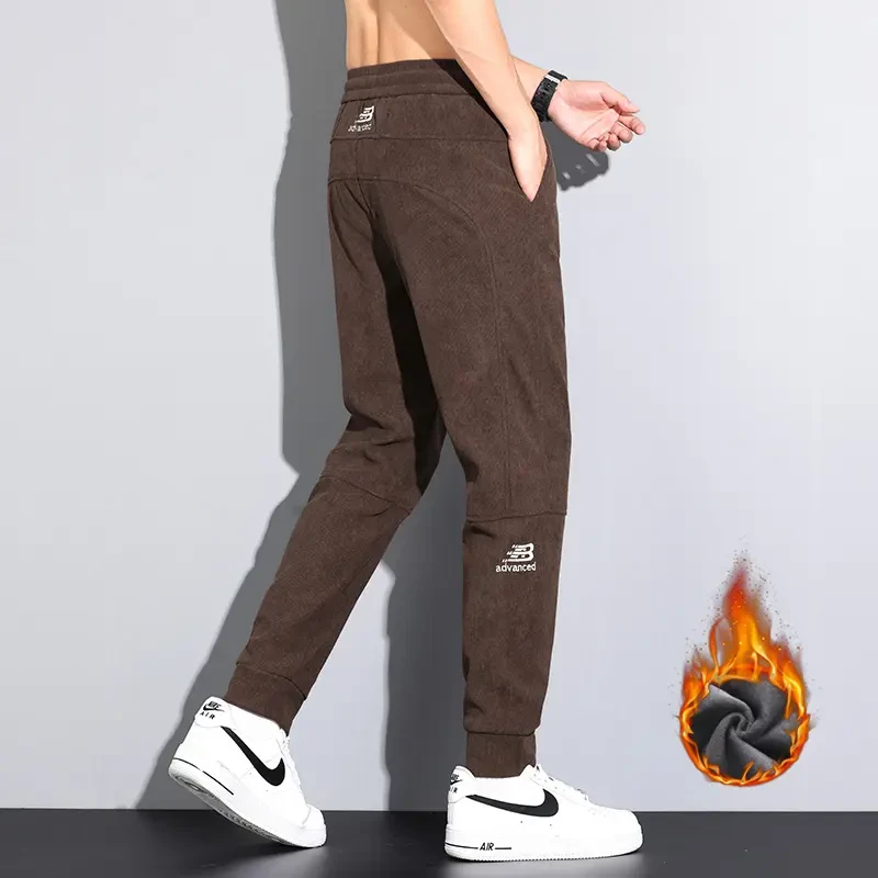 秋冬新款男士加绒保暖休闲裤百搭运动束脚弹力加厚暖裤秋冬季裤子