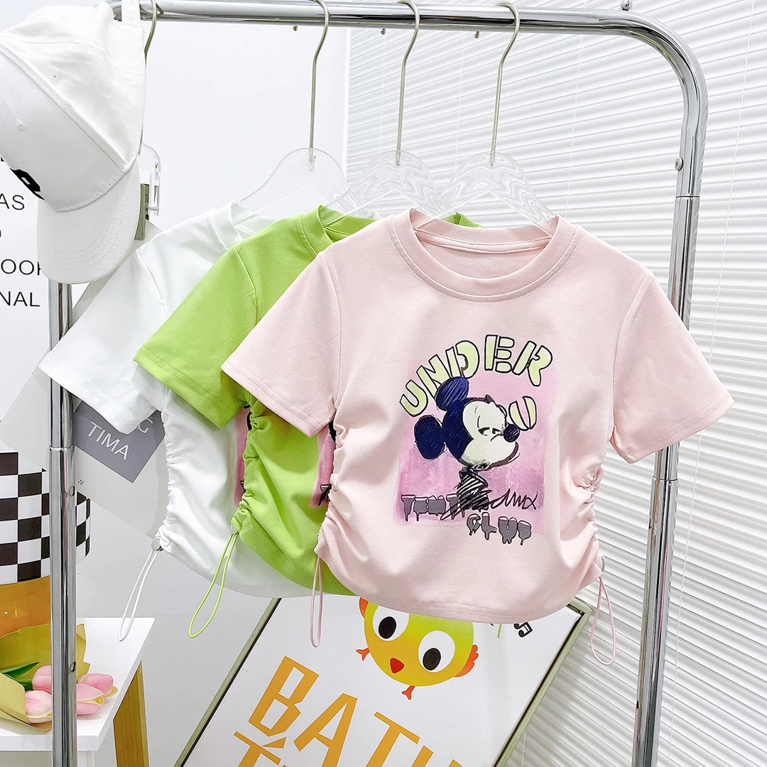 夏季新款女童短袖T恤儿童时尚打底衫女孩圆通上衣 zb2794简约童品