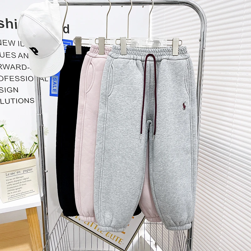 冬季新款女童裤子加绒加厚儿童秋装休闲裤保暖宽松zb3903简约童品