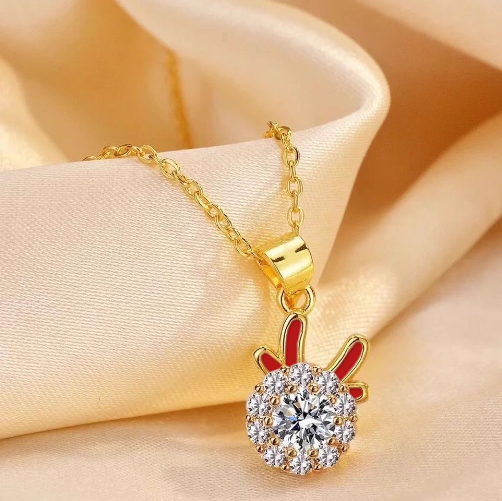 钛钢合成锆石项链 D0314时来运转转转龙项链