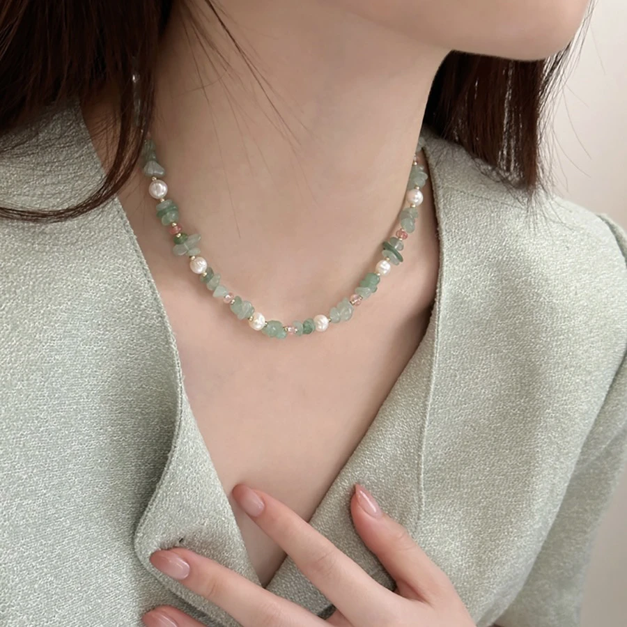 新中式国风绿色串珠项链夏天轻奢高级感