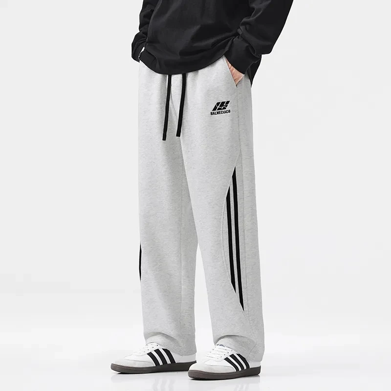 宽松束脚直筒运动卫裤男春秋新款美式高街运动风百搭休闲长裤男潮