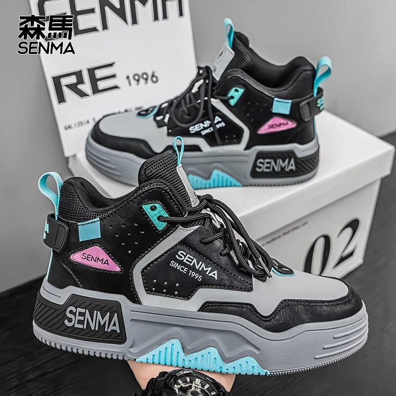 森马男鞋秋季高帮潮流增高个性厚底滑板鞋时尚青少年休闲高帮板鞋