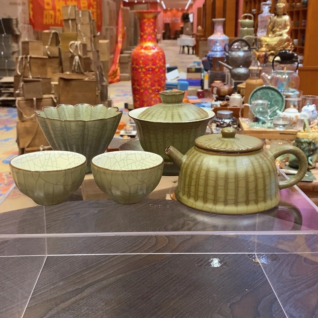 【闪购商品】黄佳敏传世哥窑盖碗一壶一碗三杯999143