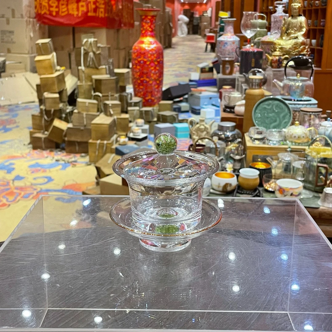 【闪购商品】橄榄石水晶盖碗，023210