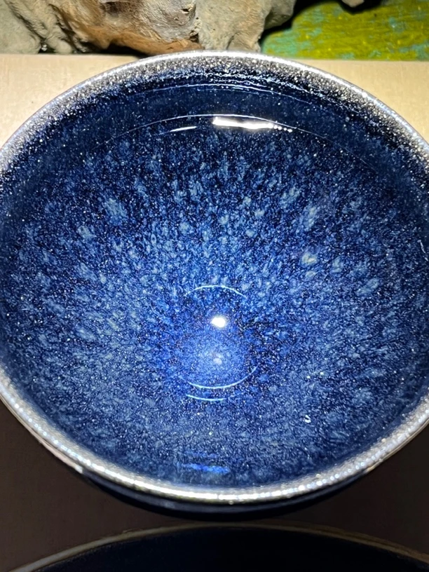 严柳煌柴烧蓝羽鹧鸪斑束口器型