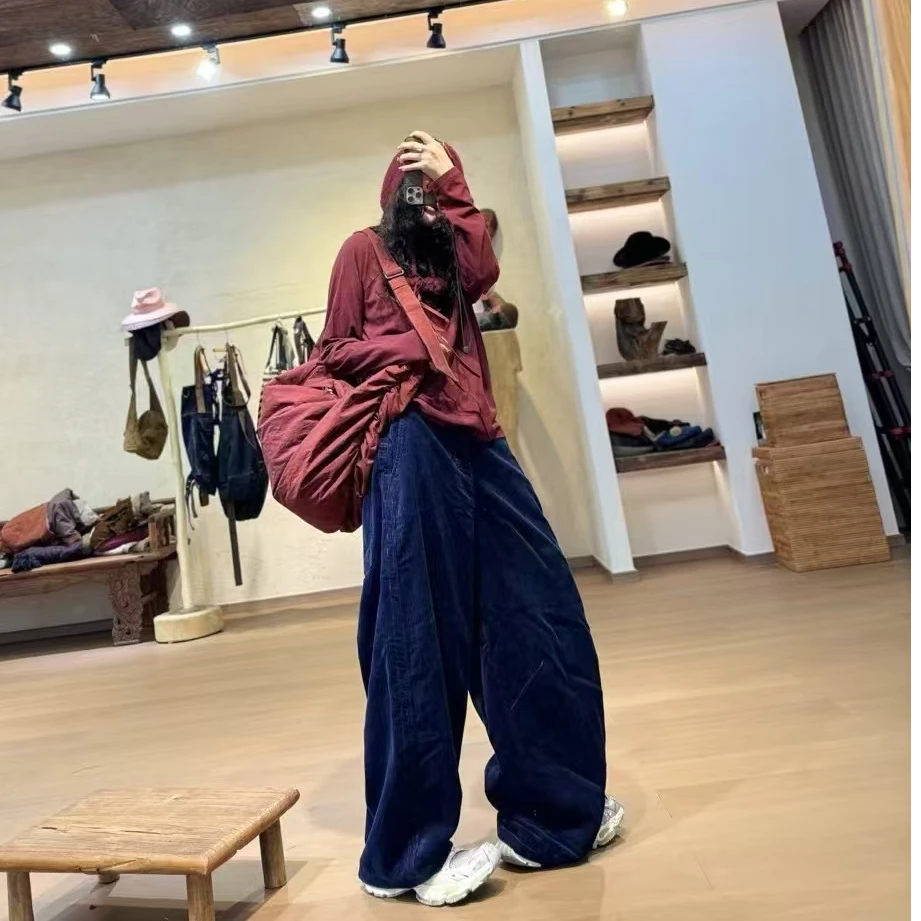 忆古朴拙241014显瘦运动直筒时尚休闲百搭复古宽松裤子