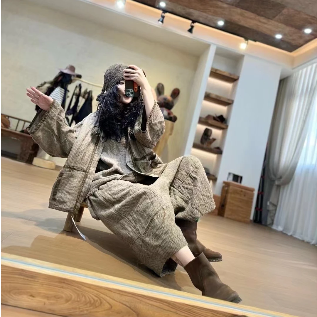 衣牧了然240741  粗麻多手工编织开衫