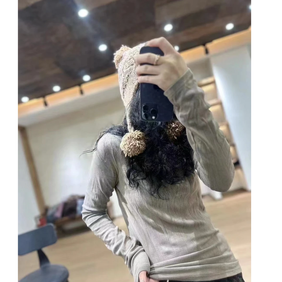 忆古朴拙220916  半高领设计款褶皱打底 针织衫休闲百搭款