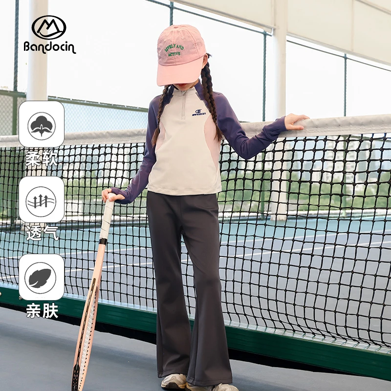 BANDOCIN/半度闲瑜伽裤微喇裤女童运动修身柔软普拉提外穿健身裤