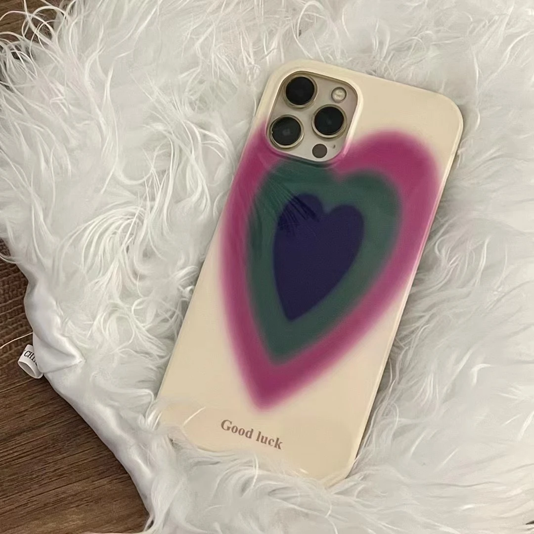 ins风小众撞色爱心手机壳iPhone14苹果13promax壳iPhone11苹果12
