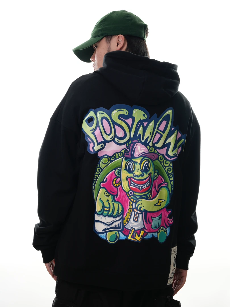 JOVITI®潮牌美式街头怪兽邮差卡通印花嘻哈Oversize情侣毛衣