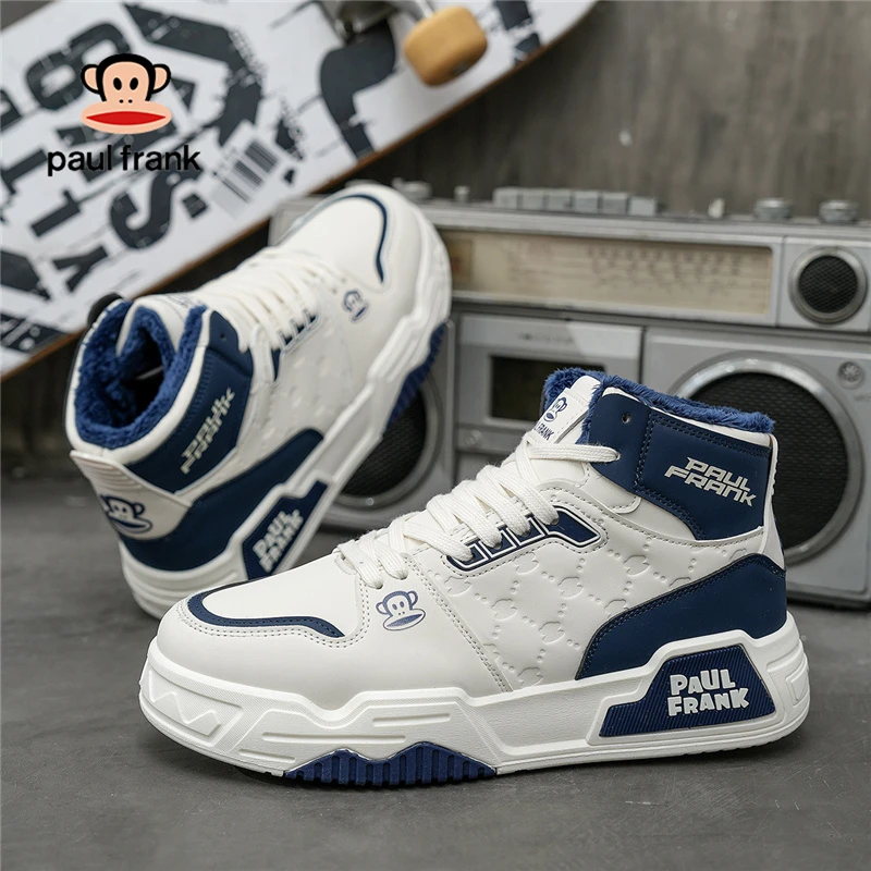 大嘴猴加绒保暖棉鞋2024冬季新款高帮板鞋百搭休闲厚底增高抗寒男