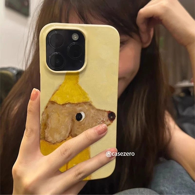 秋冬帽子小狗适用苹果16promax手机壳iPhone13/12卡通11PRO果冻壳