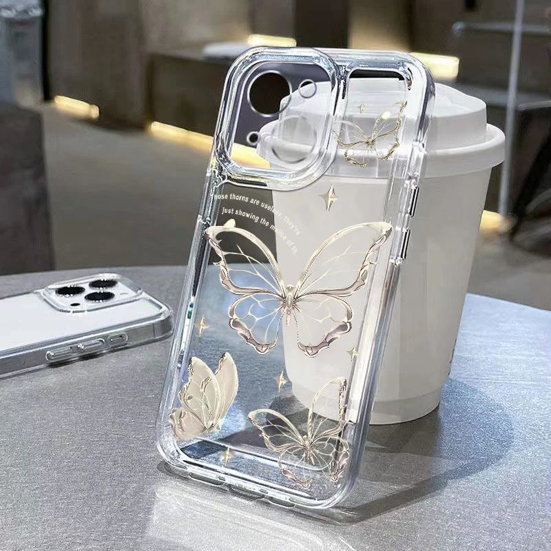 艺术蝴蝶适用苹果15手机壳iphone14promax全包12/11硅胶15plus软x